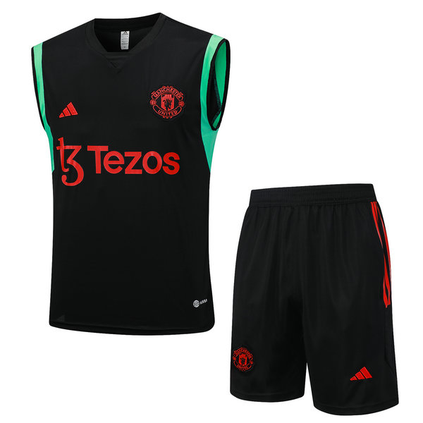 Camiseta Chaleco Manchester United negro-01 2023-2024